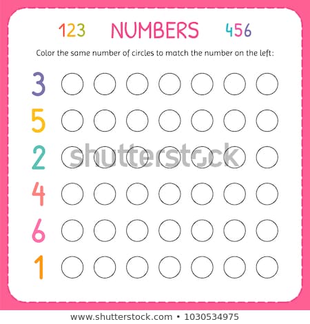 Numbers Kids Worksheet Kindergarten Preschool Training Stock