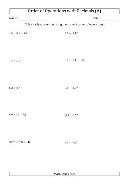 Decimals Worksheets