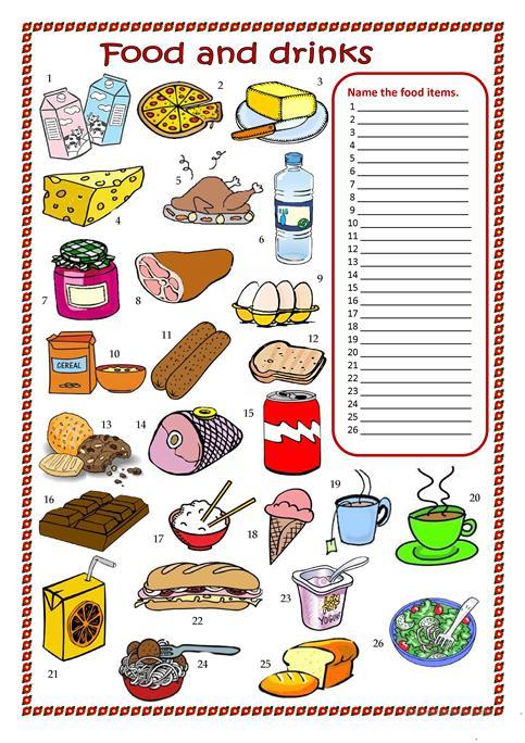 Food And Drinks Worksheet Worksheet