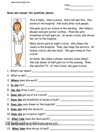 Reading Comprehension Worksheets For College Students Free Esl Of