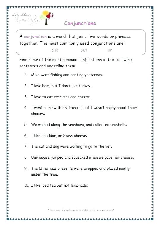 Conjunction Worksheets For High School â Bisaunivids