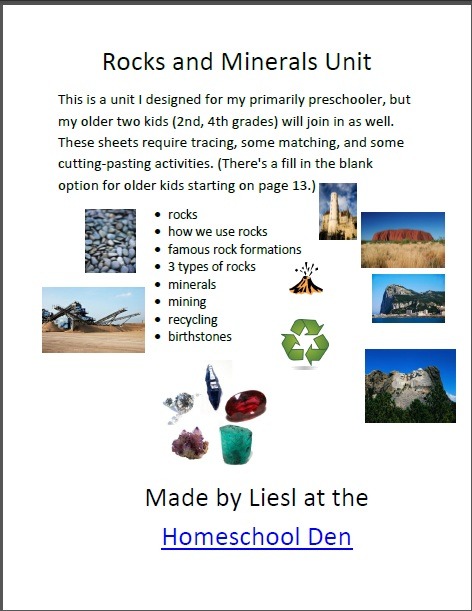 Free Rocks And Minerals Packet (25 Pages)