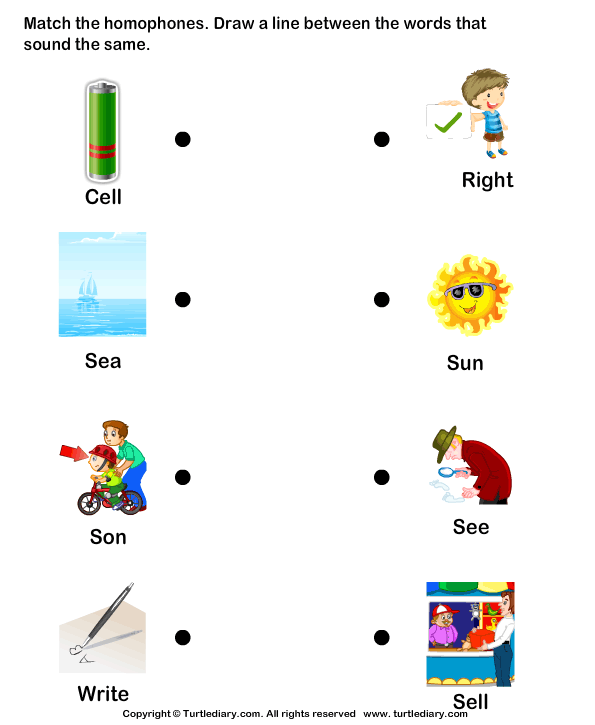 Same Sound Words Matching Worksheet