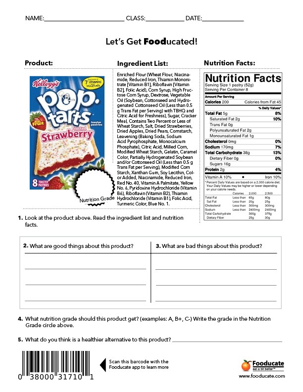 Food Label Worksheet