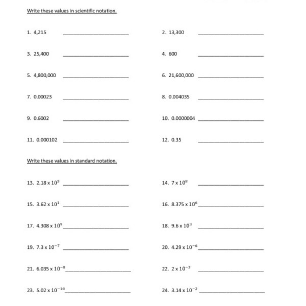 Seventh Grade Scientific Notation Worksheet 05 â One Page Worksheets