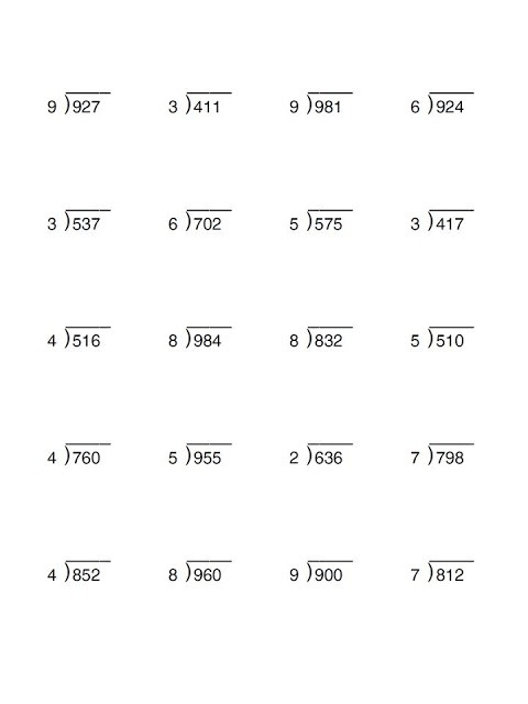 Division Worksheets Bus Stop
