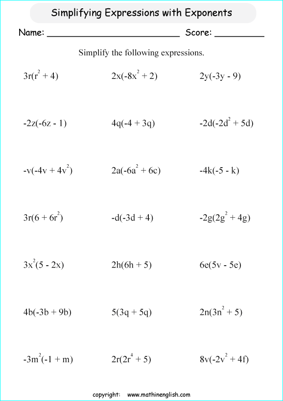 Simplify These Expressions With Variables With Exponents  Use The