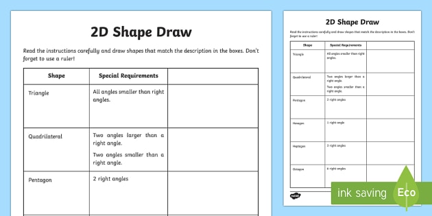 2d Shape Draw Worksheet   Worksheet