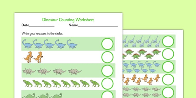 Dinosaur Counting Worksheet Up To 20