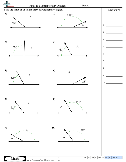 Angles Worksheets