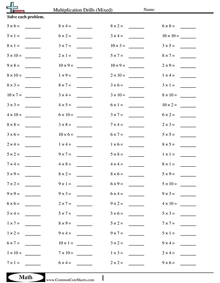 Multiplication Worksheets