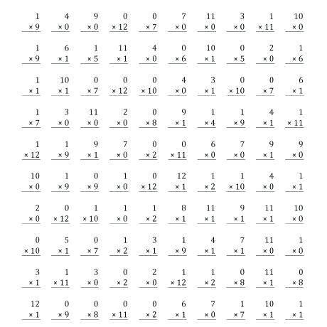 Math Multiplication Worksheets Timed Multiplication Facts
