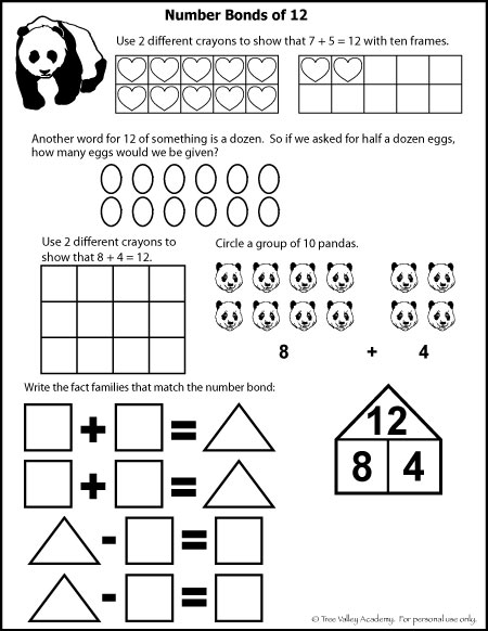 Number Bonds To 12 Free Math Worksheets