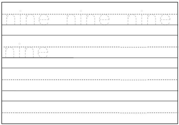 Worksheet On Number Nine