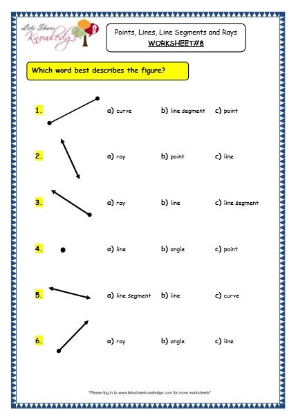 Grade 3 Maths Worksheets  (14 1 Geometry  Points, Lines, Line