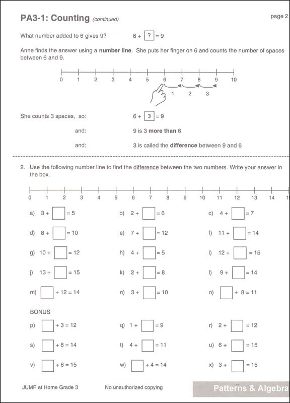 Jump Math Worksheets