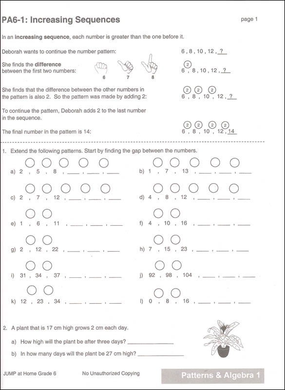 Jump At Home Grade 6  Worksheets For The Jump Math Program) (house