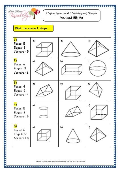 Grade 3 Maths Worksheets  (14 3 Geometry  2d (plane Figures) And