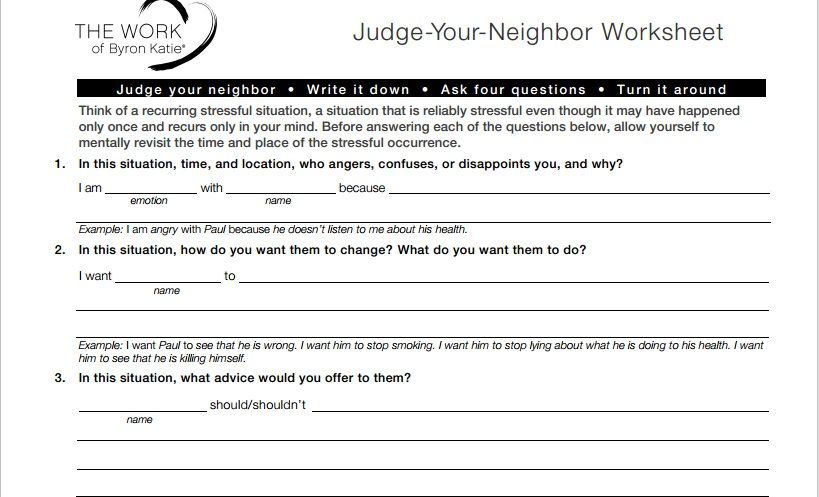 Judge Your Neighbour Worksheet