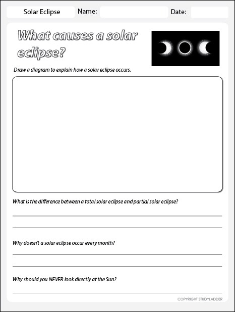 Solar Eclipse Worksheet