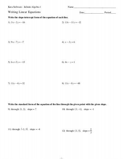 Writing Linear Equations