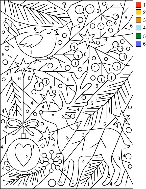 Nicole's Free Coloring Pages  Christmas   Color By Number