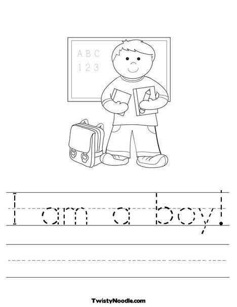 I Am A Boy Worksheet From Twistynoodle Com