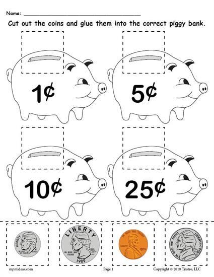 Free Printable Money Matching Worksheet With Coins