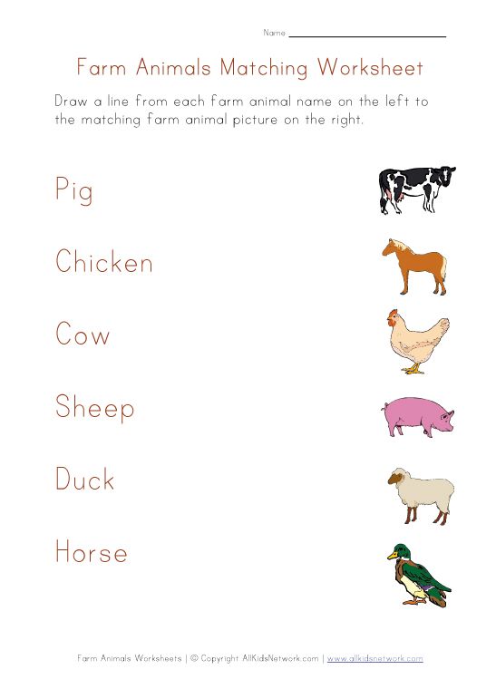 Farm Animals Worksheets For Kids