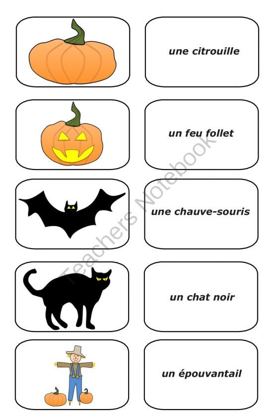 Free Halloween French Picture Cards (pdf) From Teaching The Smart