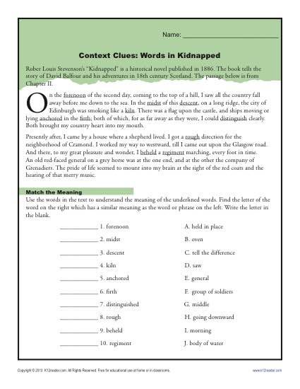 Context Clues Worksheets For 4th And 5th Grade