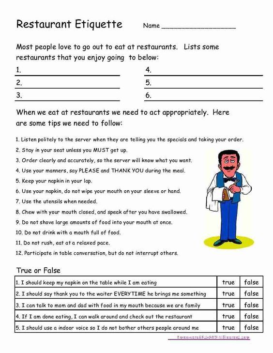 Going To Tailor For Our Family's Use   Restaurant Etiquette For