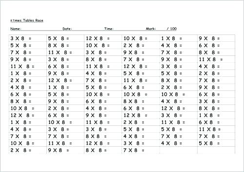 7 Time Table Worksheet 8 Times Table 8 Times Table Worksheets