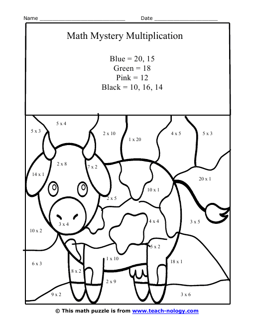 Math Multiplication Puzzle Worksheet