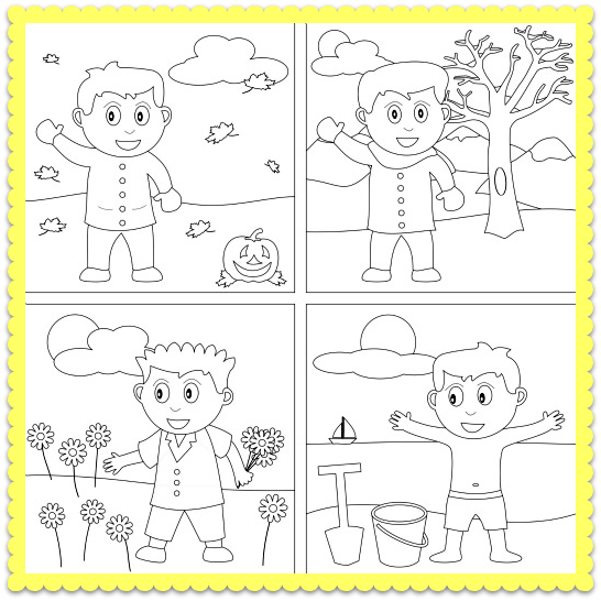 A Four Seasons Coloring Worksheet! Let's Color The Four Seasons