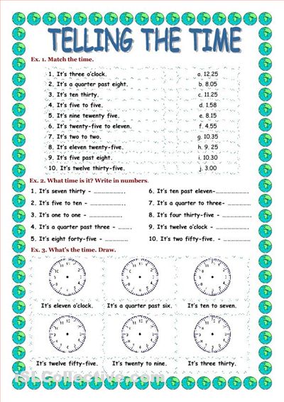 Telling The Time Worksheet