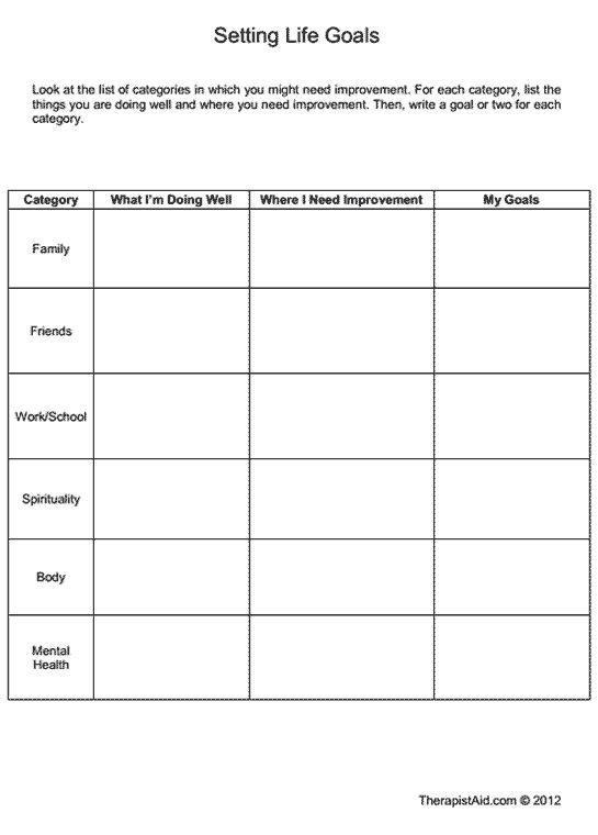 Printables  Setting Life Goals Worksheet  Lemonlilyfestival