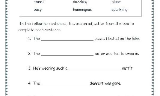 Adjectives First Grade Worksheets Adjectives Worksheets Middle