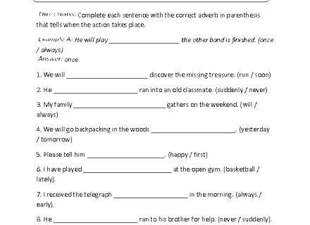 Adjectives Worksheets Middle School Adjective Adverb Worksheet Free