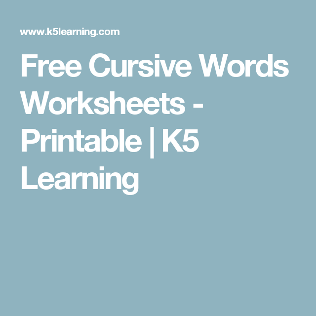 Free Cursive Words Worksheets