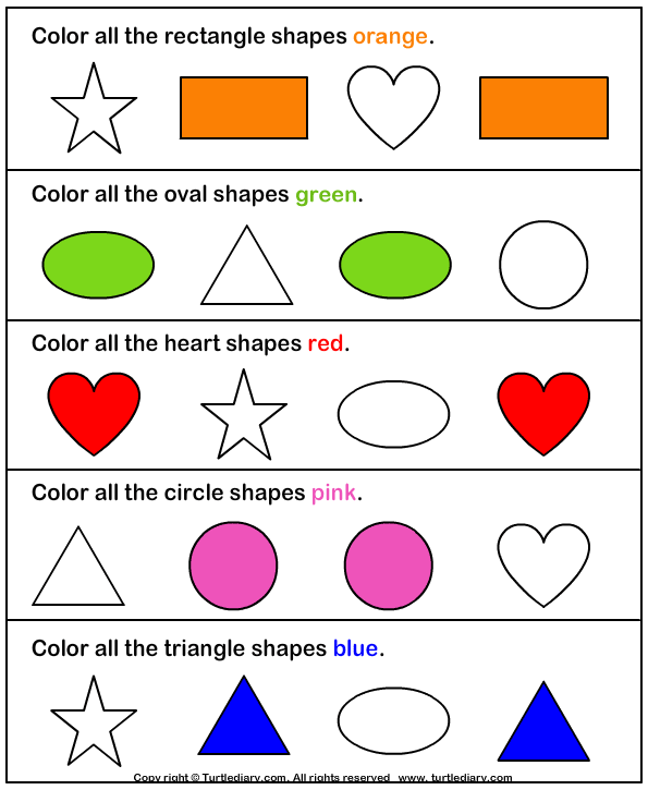 Identify And Color Shapes Worksheet