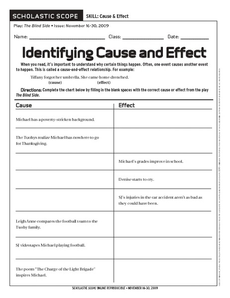 Cause And Effect Worksheets For Middle School