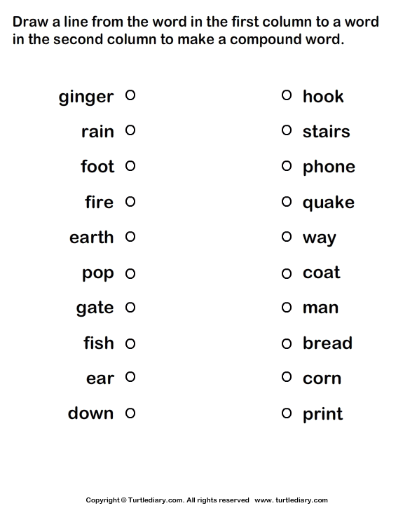 Combine The Words To Make Compound Word Worksheet