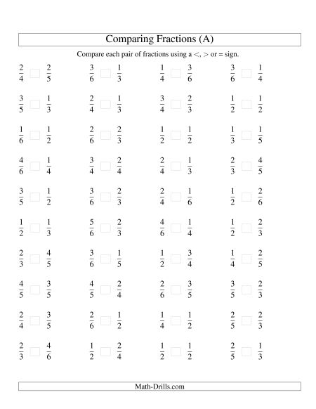 Fractions Worksheets