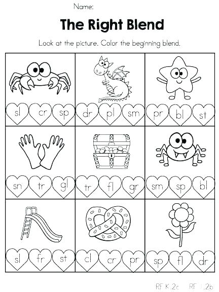 Consonant Digraph Worksheets For First Grade Beginning Blends
