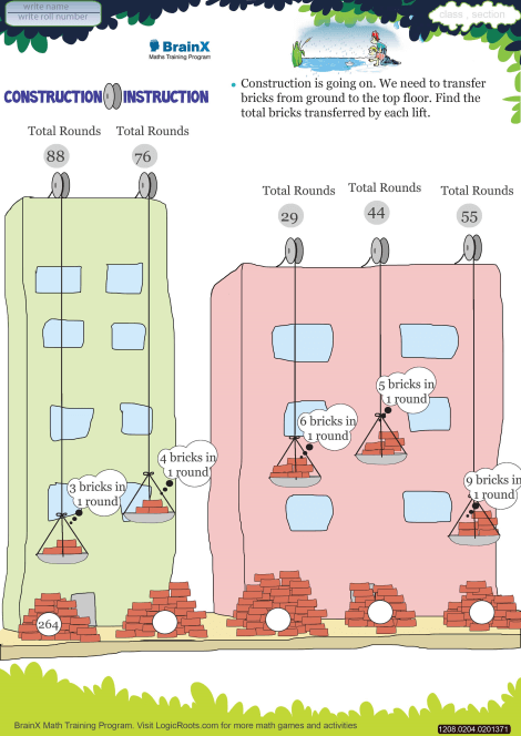 Construction Instruction Math Worksheet For Grade 2