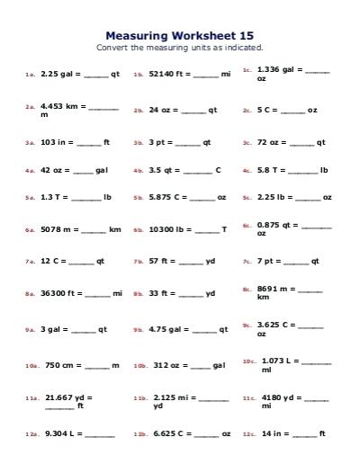 Converting Units Of Measurement Worksheets Small Size Converting