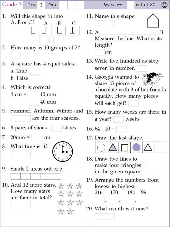 Mental Math Grade 3 Day 3