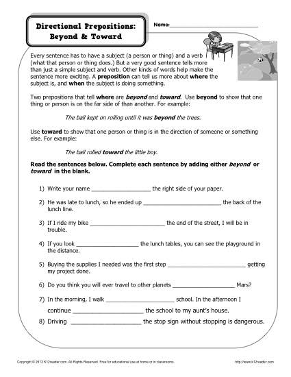 Preposition Worksheet