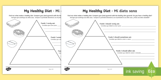 Healthy Eating Food Pyramid Writing Worksheet   Worksheet English
